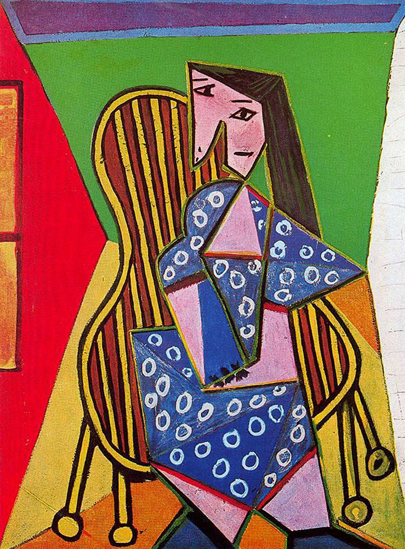 Picasso Woman in striped armchair 1941